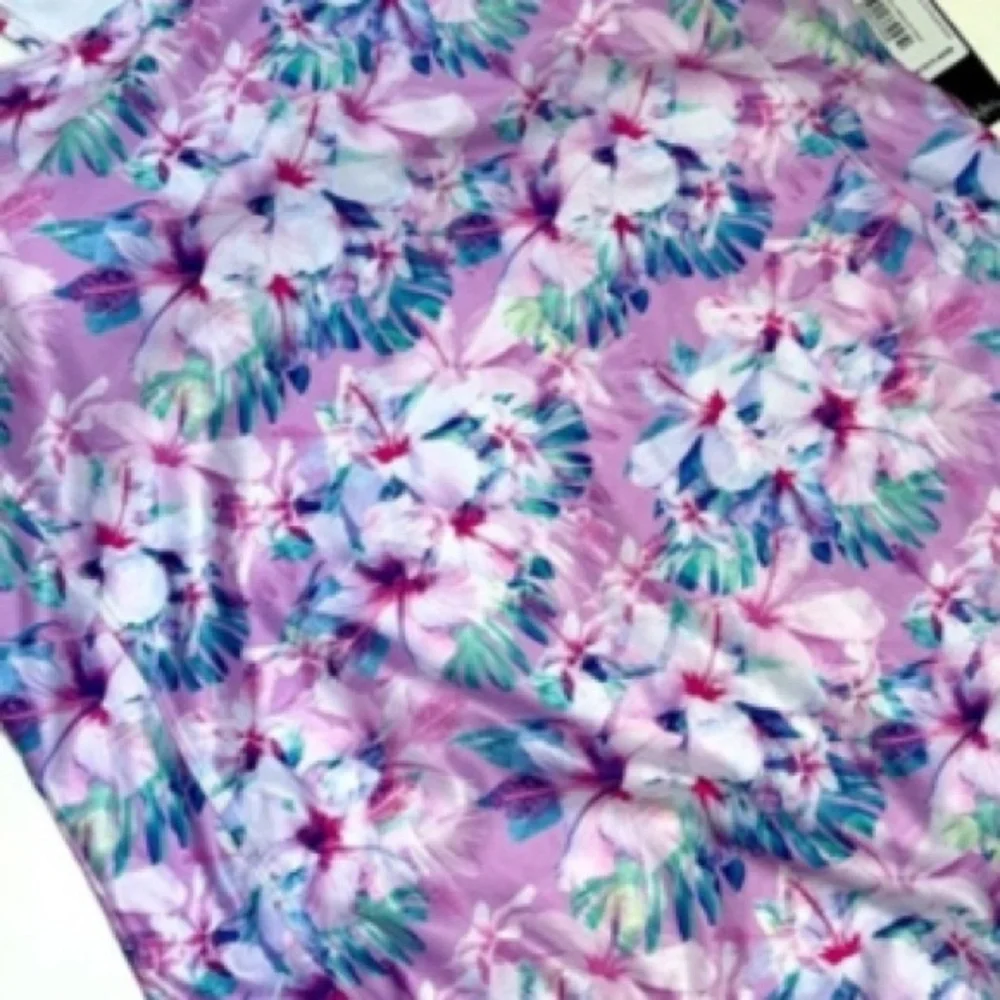 NICOLE MILLER Purple Periwinkle   Floral Racerback One Piece Swimsuit NWOT